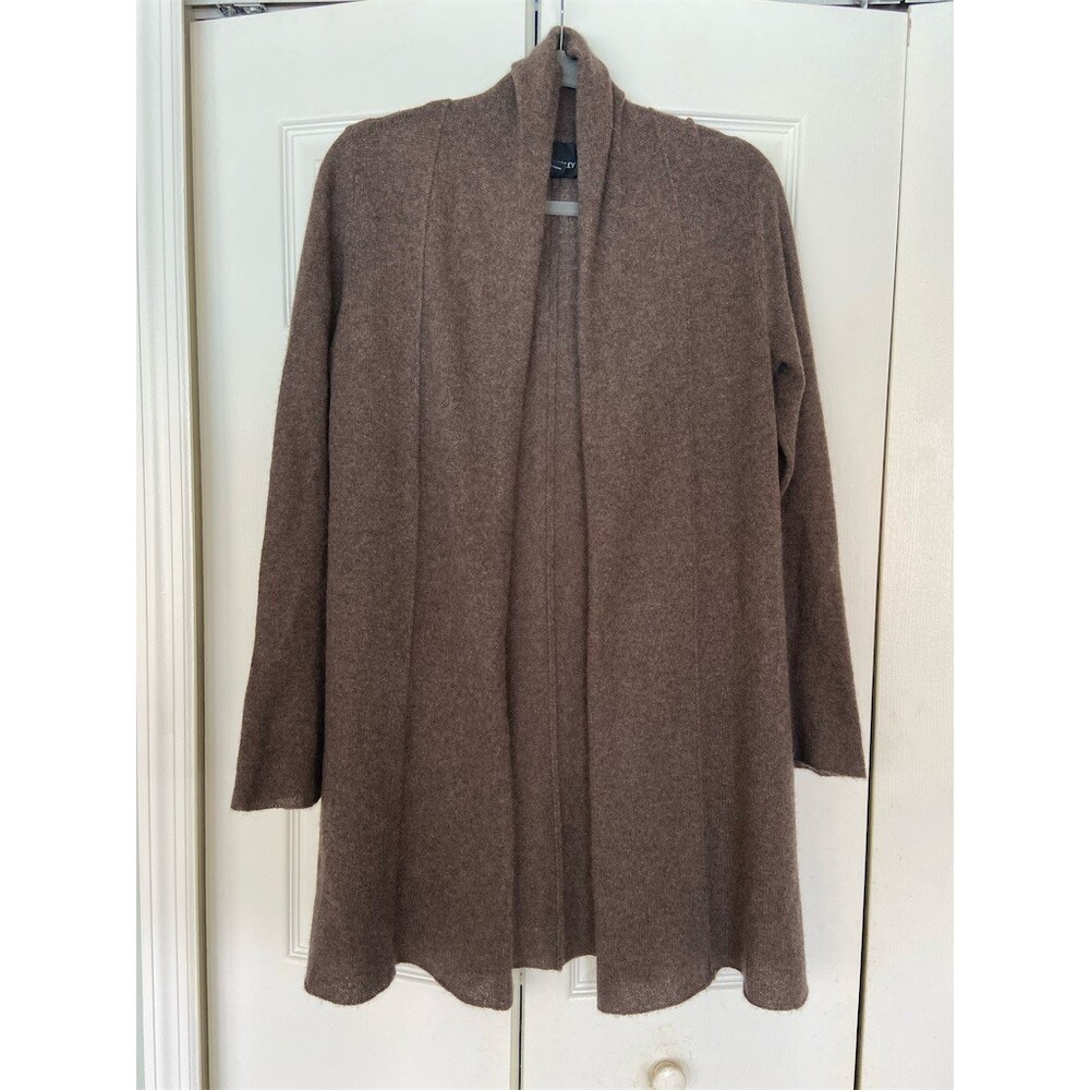 Cynthia Rowley Cashmere Sweater Womens M Brown Open Front Longline Knit